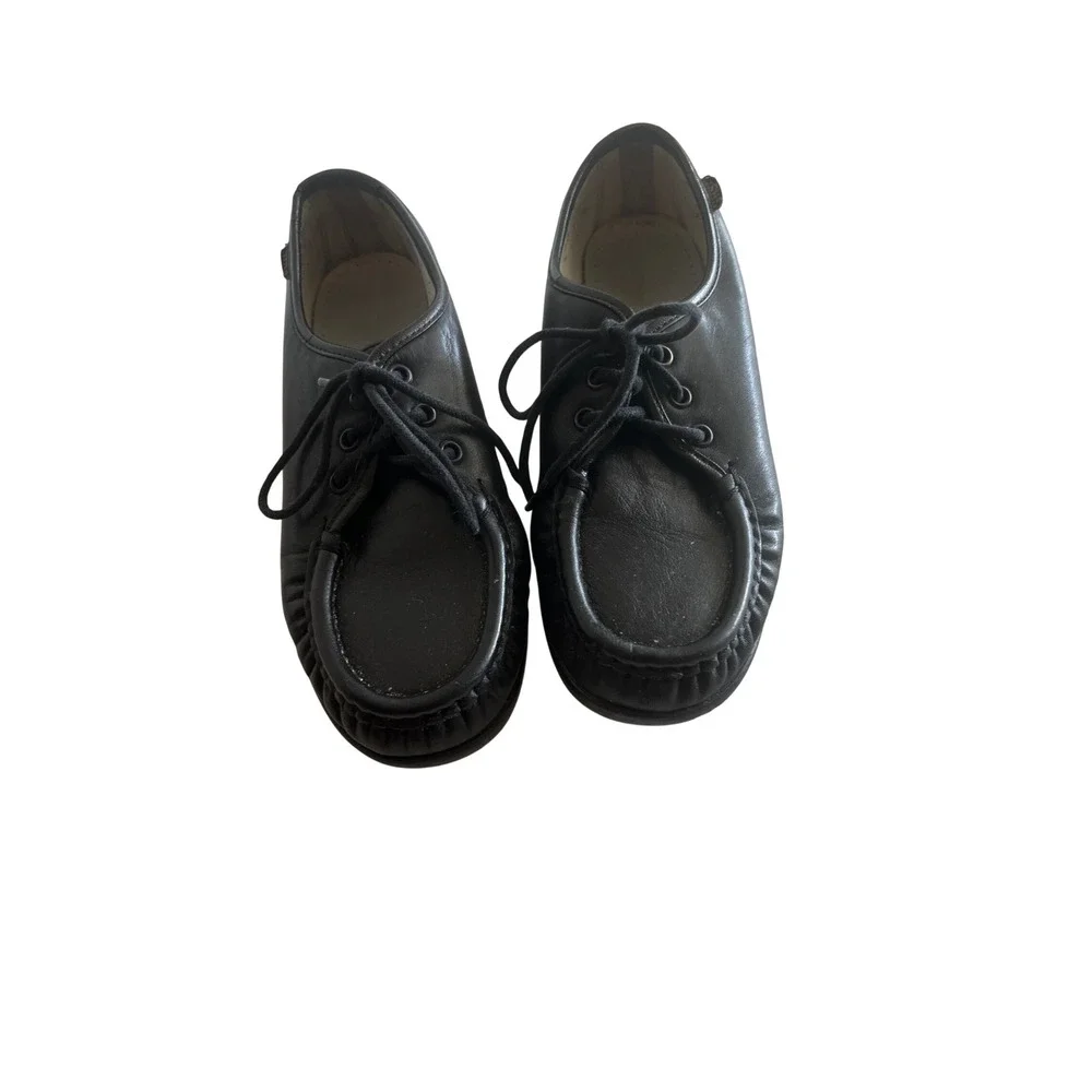 SAS Free Time Black Leather Comfort Walking Shoes Womens 5.5 M Lace Up Low Top